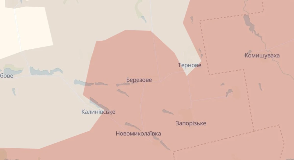 ситуация возле Тернового и Калиновского на 21 февраля, deepstatemap