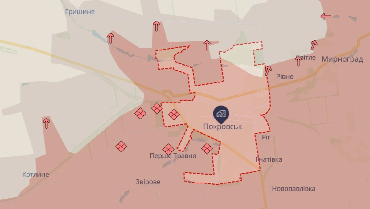 ситуация в Покровске на 21 февраля, deepstatemap