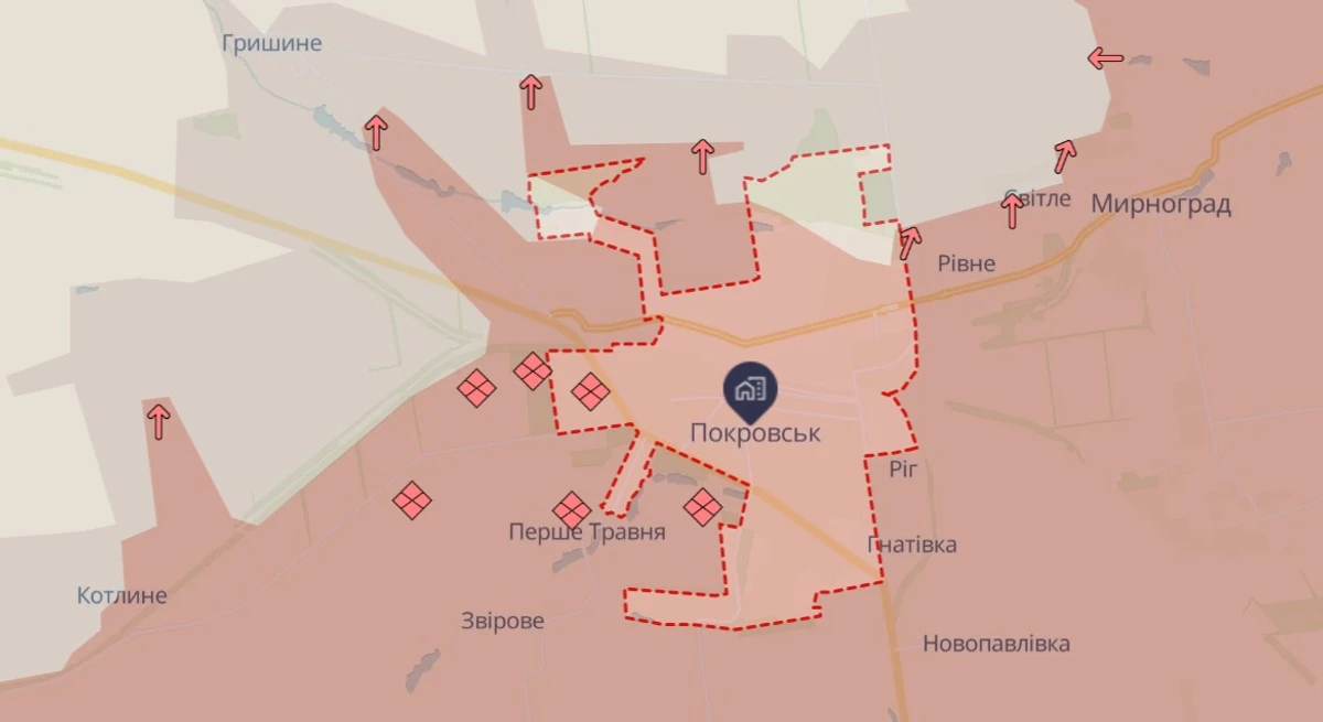 ситуация в Покровске на 20 февраля, deepstatemap