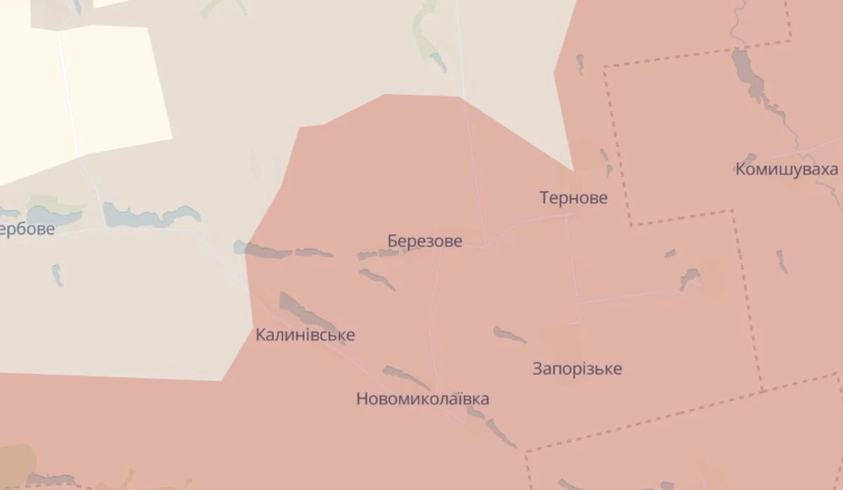 ситуация возле Тернового и Калиновского на 20 февраля, deepstatemap