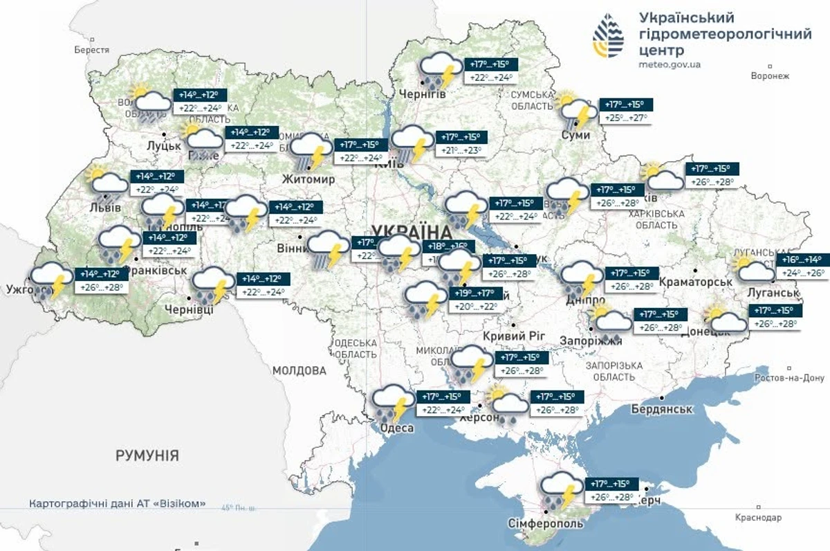 прогноз погоды на 7 июня, Укргидрометцентр