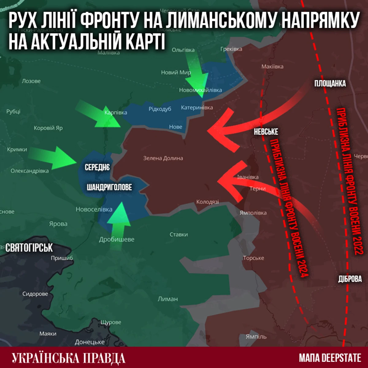 Примерное движение линии фронта на Лиманском направлении